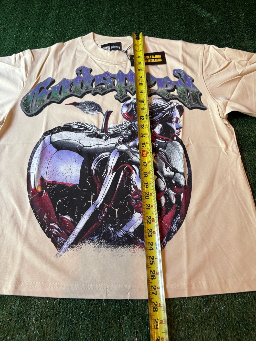 Gothic Graphic Short Sleeve Tee - Beige - Picture 6 of 9